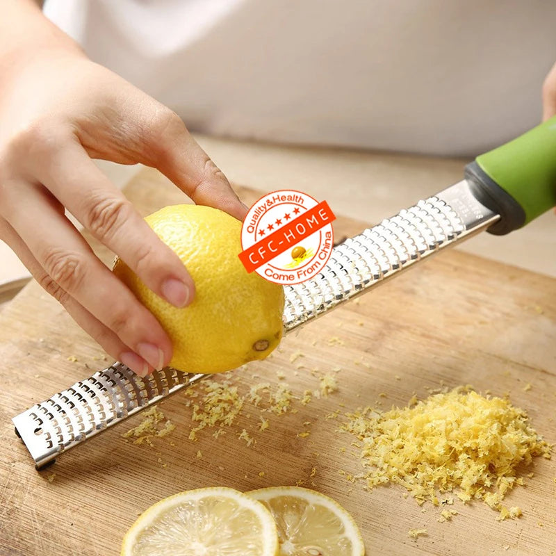 Citrus Lemon Zester & Cheese Grater-Parmesan Cheese, Lemon, Ginger, Garlic, Nutmeg, Chocolate, Vegetables, Fruits, kitchen tools