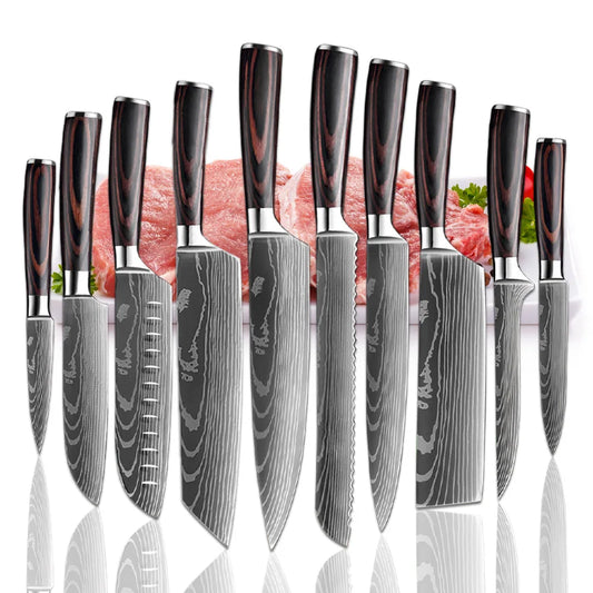 Sharp Kitchen Knives Cleaver Meat Fish Fruit Bread Knife Butcher Boning Japanese Knife Chef Cooking Cleaver Laser Damascus Knife